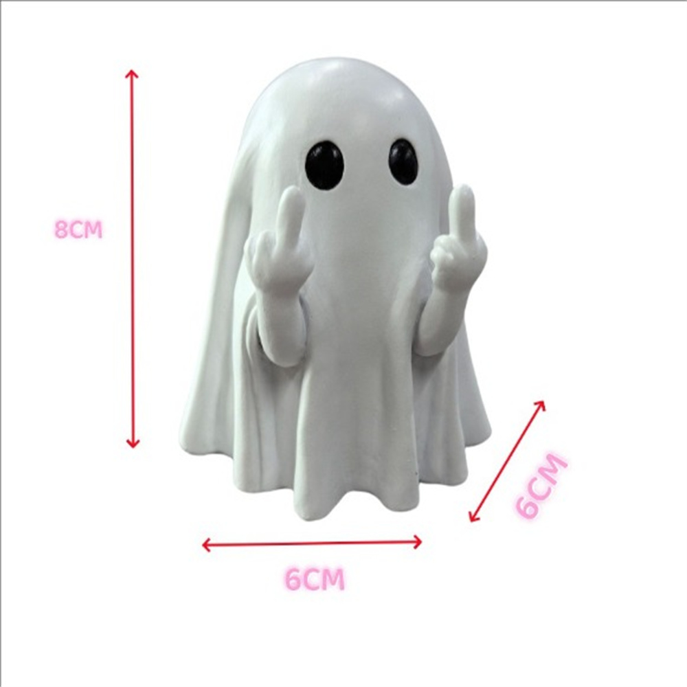 Cross border new Middle finger Cute Ghost Halloween middle finger ghost resin craft ornament