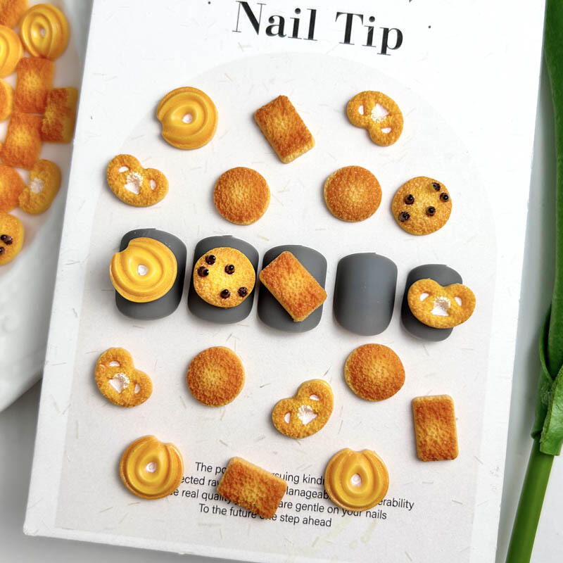 30 buah 3D simulasi kue Resin seni kuku dekorasi kreatif coklat kacang biskuit hiasan kuku untuk DIY jepit rambut kerajinan