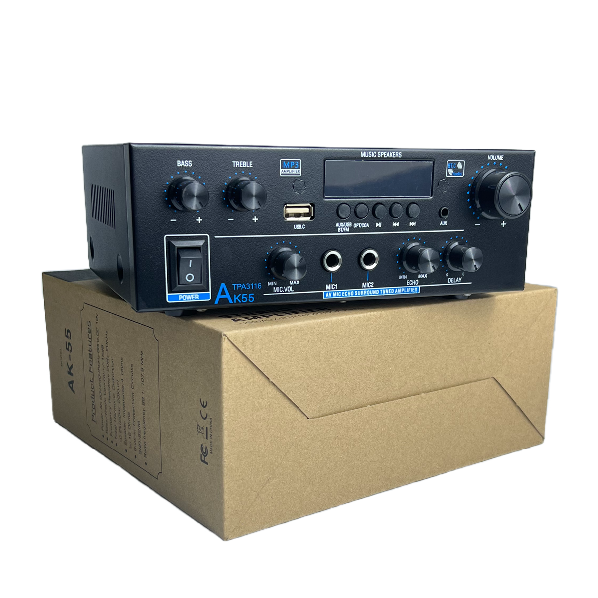 Auto-partner TPA3116 HiFi Audio Amplifier Digital Bluetooth AMP RMS 70W+70W Channel 2.0 Input Radio FM