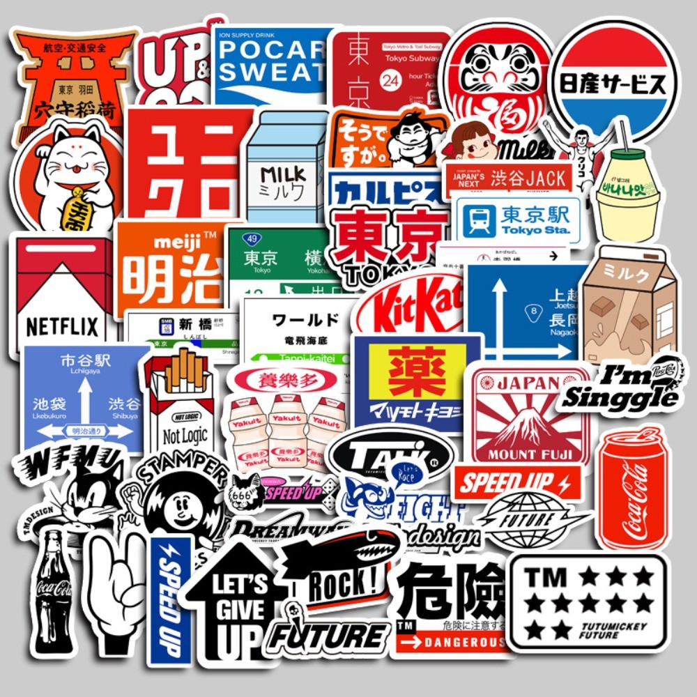 50 sztuk naklejek z kreskówki Tokyo Story - wodoodporne naklejki DIY na bagaż, laptopy i albumy fotograficzne, sklep RecordingYourLife