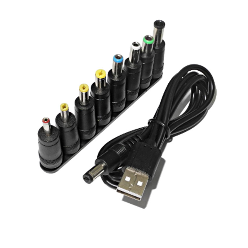 Cable de alimentación Universal USB a CC de 5,5x2,1mm, Cable de carga de 5V con 8 conectores intercambiables para cámara CCTV, TV Box, Router, altavoz