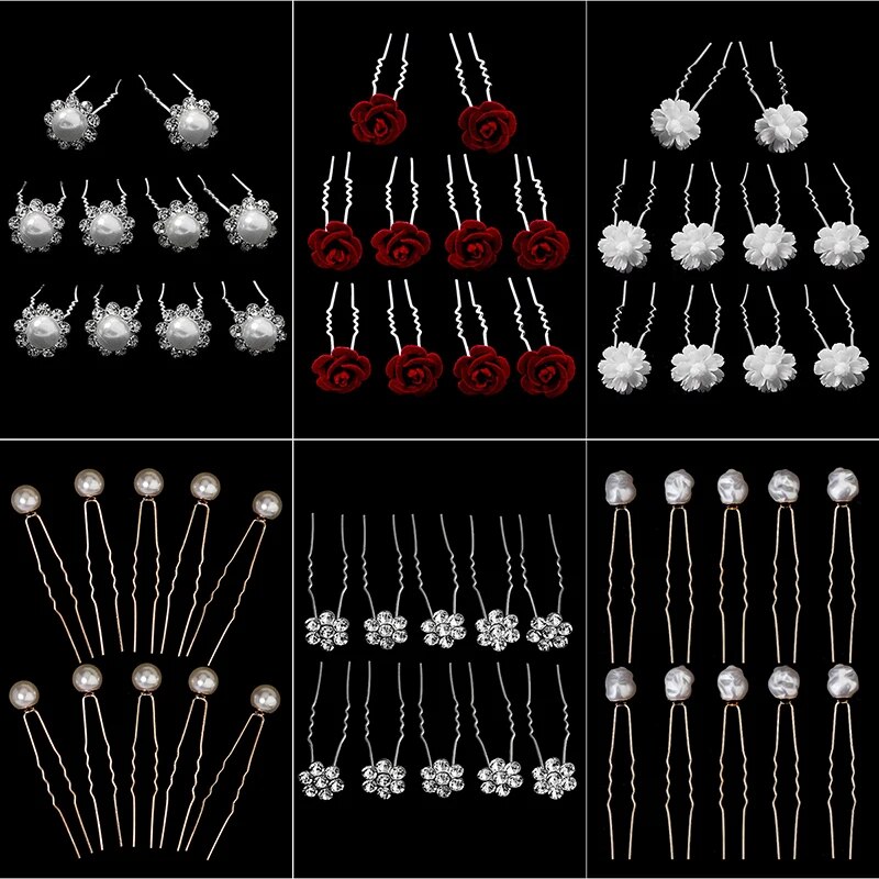 10 pièces épingles à cheveux perle ornement de cheveux en forme de U pince à cheveux fourchette accessoires de cheveux de mariage pinces à cheveux épingle à cheveux perle perlée bâton de cheveux
