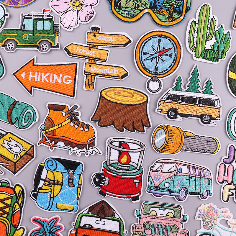 Patchs de broderie Fusibles pour aventure en plein air, pour vêtements, camp de randonnée, fer sur Patch thermoadhésif de haute qualité pour vêtements