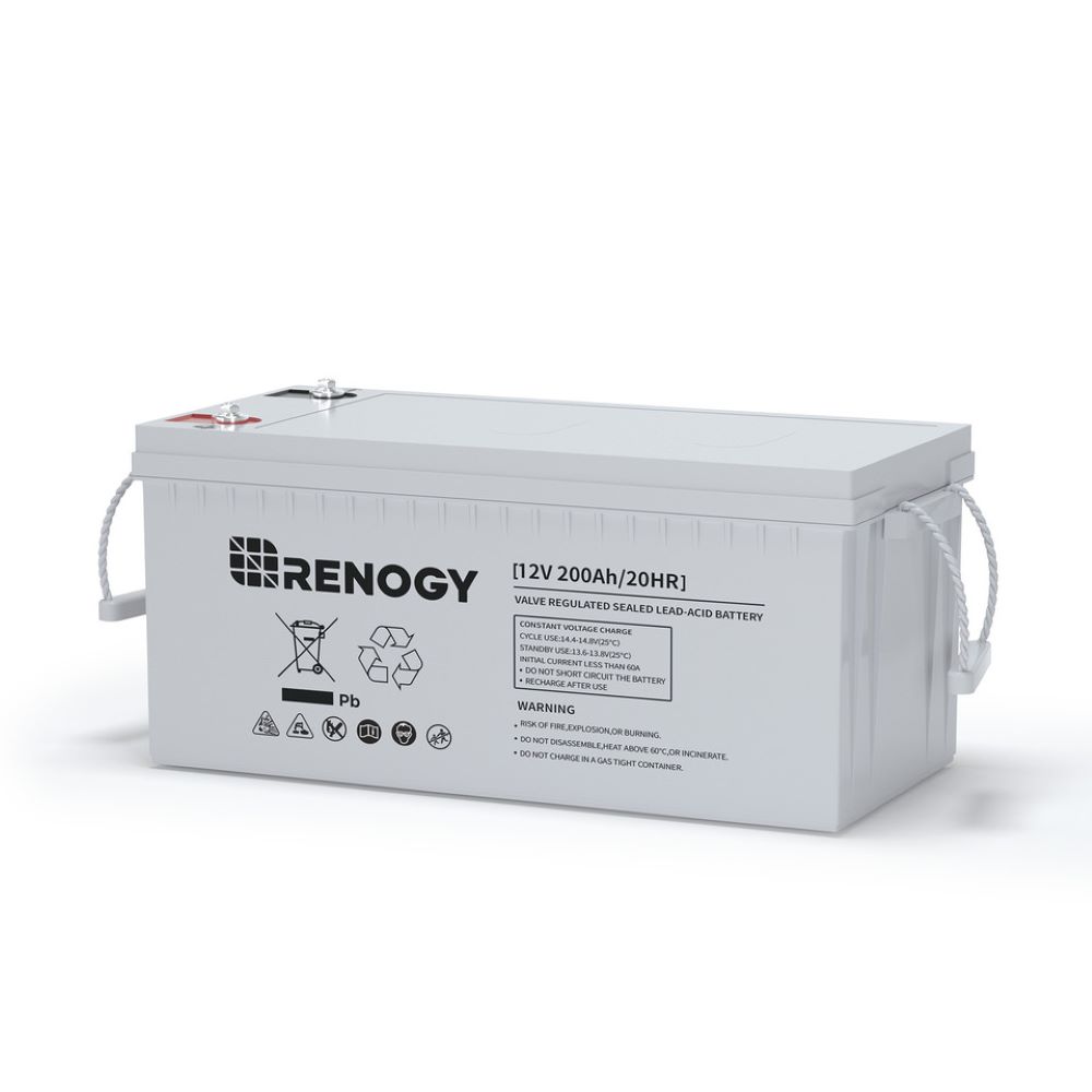 Renogy Deep Cycle Agm Batterie 12 Volt 200ah, 3% Selbstentladung srate, 2000a max Entladestrom, sichere Ladung