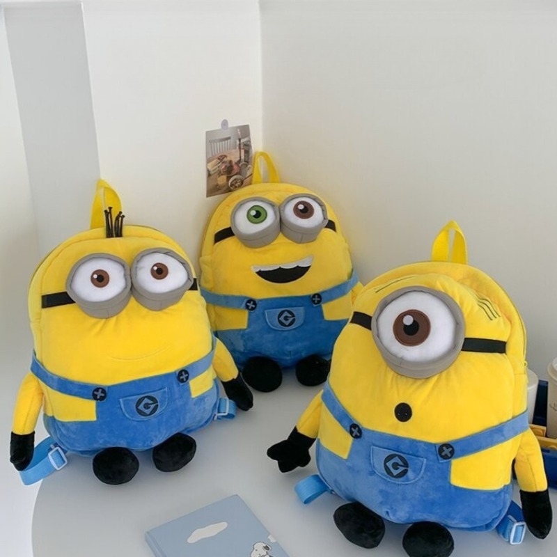 Nova Mochila de Pelúcia de Desenho Animado Minions, Grande Tamanho, Mochila Escolar de Grande Capacidade, Presentes de Férias