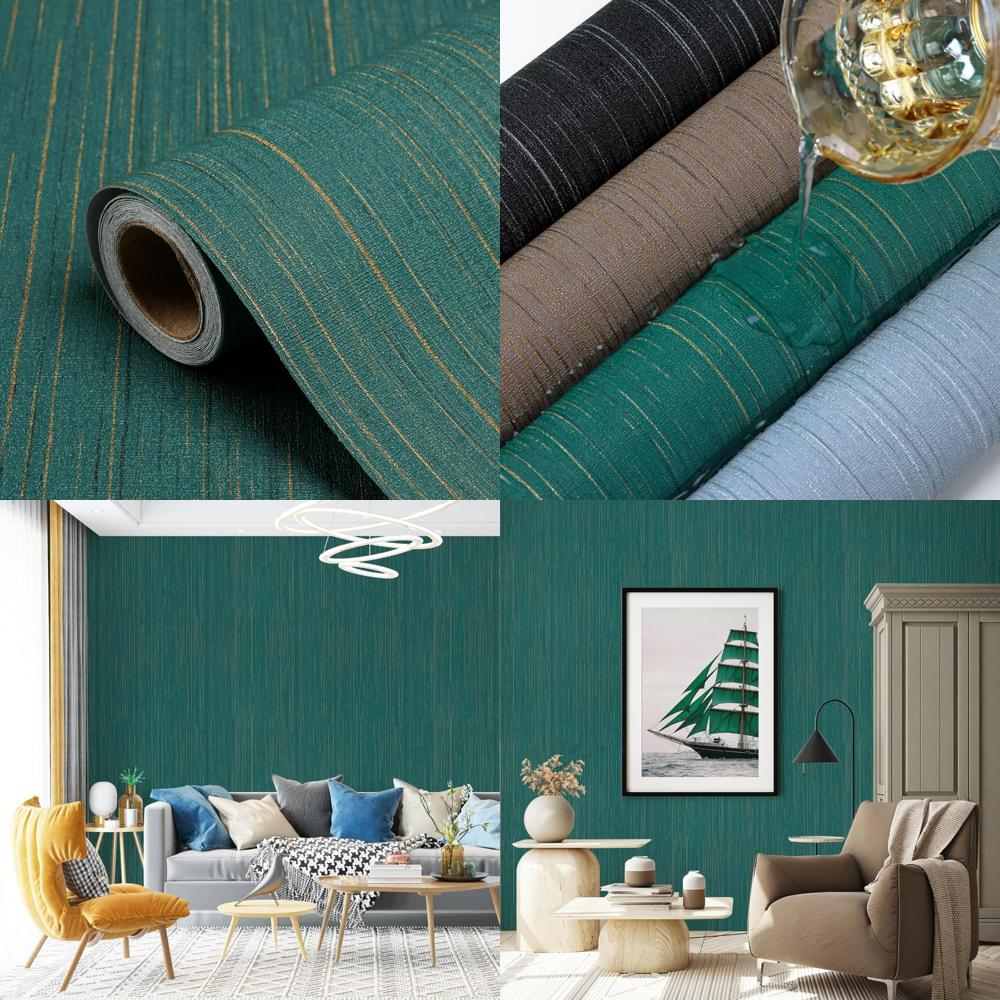 Linen Textured Grasscloth Wallpaper Peel and Stick Self-Adhesive Removable 15.7 x 1200 for Cabinets and Walls