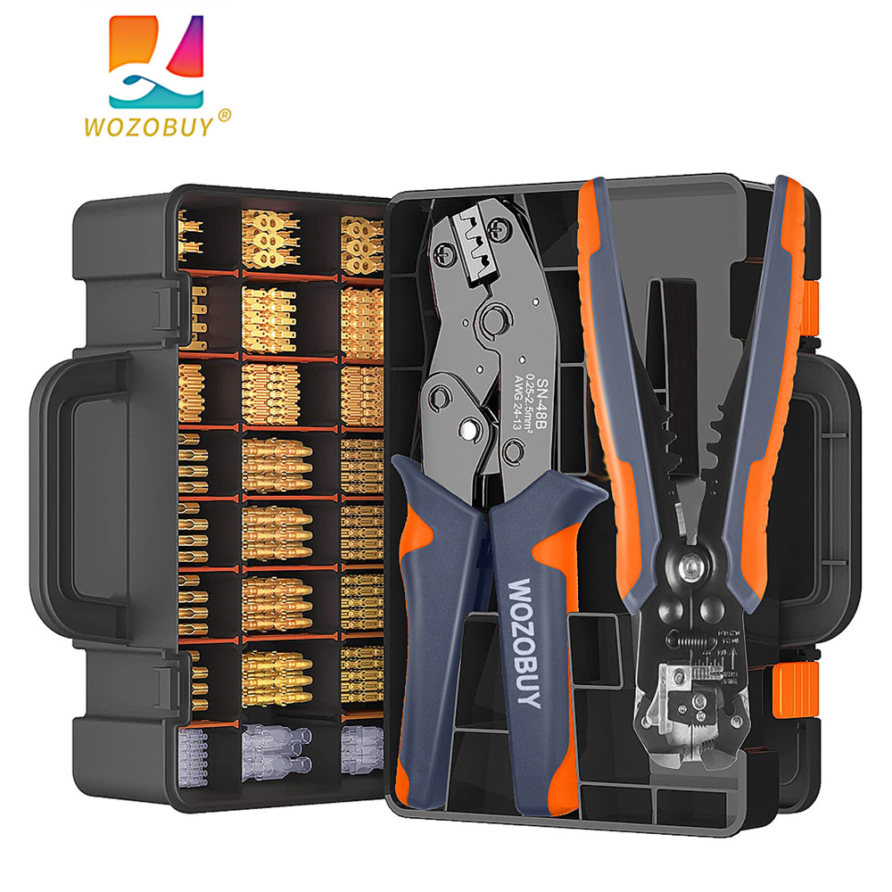 WOZO-Outils de sertissage de broche SN-48B 2.8mm, 4.8mm, 6.3mm, 0.5mm, pince à sertir 22-13AWG 2.5-mm² pour voiture politiquement als ensembles fil électrique outils à main