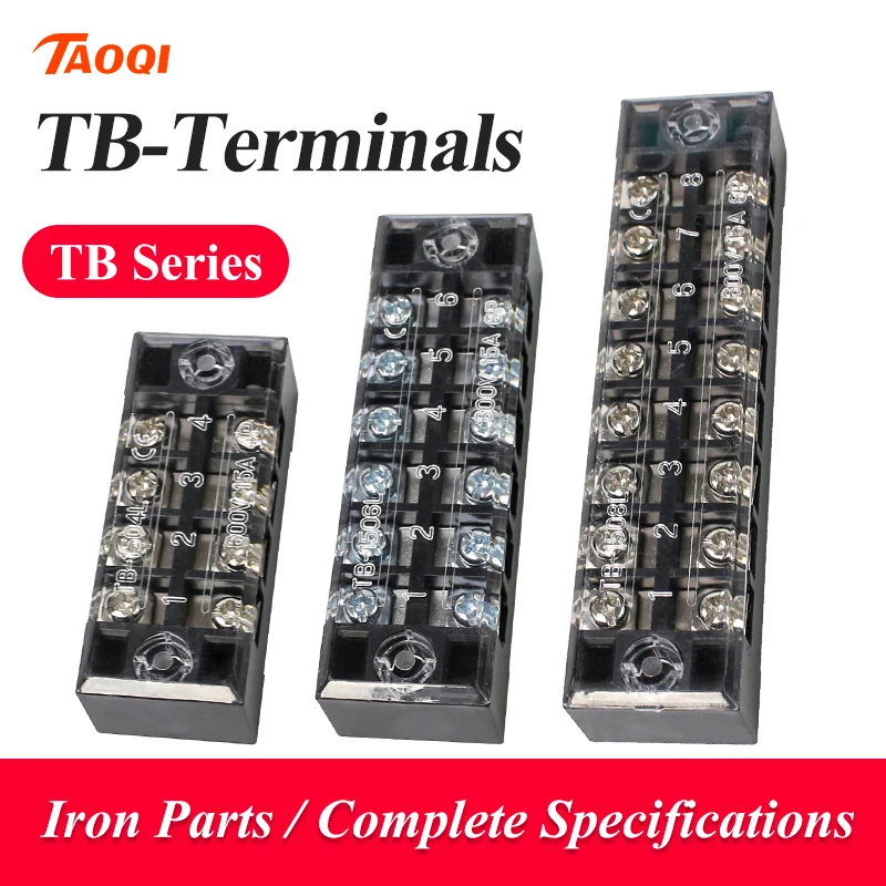 1Pcs Dual Row Strip Screw Terminal Block Fixed Wiring Board Wire Connector TB1503-TB1512 15A TB2503-TB2512 25A