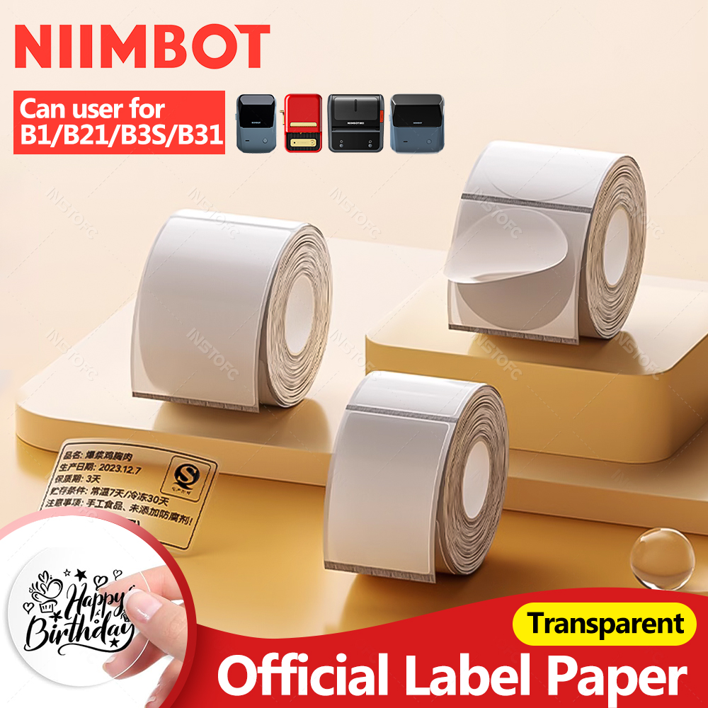 Niimbot adesivi trasparenti adesivi per stampanti per etichette stampante portatile Niimbot B1/B21 etichette di carta termica impermeabile ufficiale