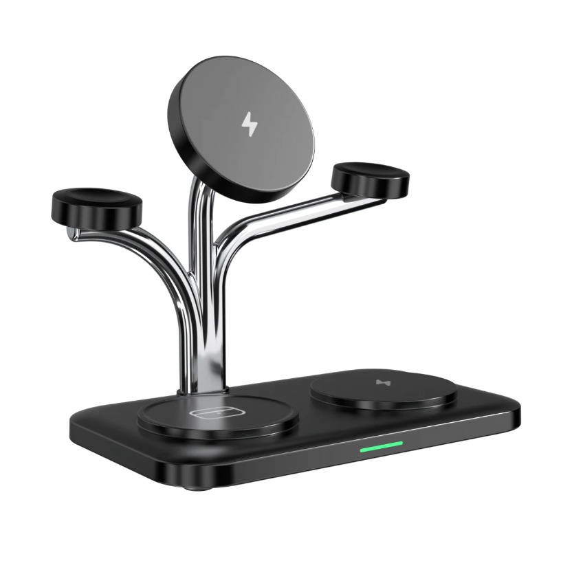 Caricabatterie wireless magnetico per orologio doppio telefono 5 IN 1 da 15 W ricarica rapida per iPhone 17 ~ 12 Samsung Apple/Galaxy Watch Aipods Pro/Buds