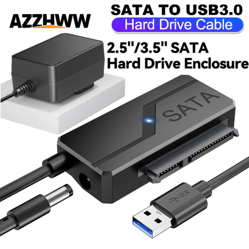 Câble adaptateur SATA vers USB 3.0 avec adaptateur d'alimentation câble de disque dur externe USB 3.0 vers SATA pour câble SSD/HDD SATA III 3.5 "/2.5"