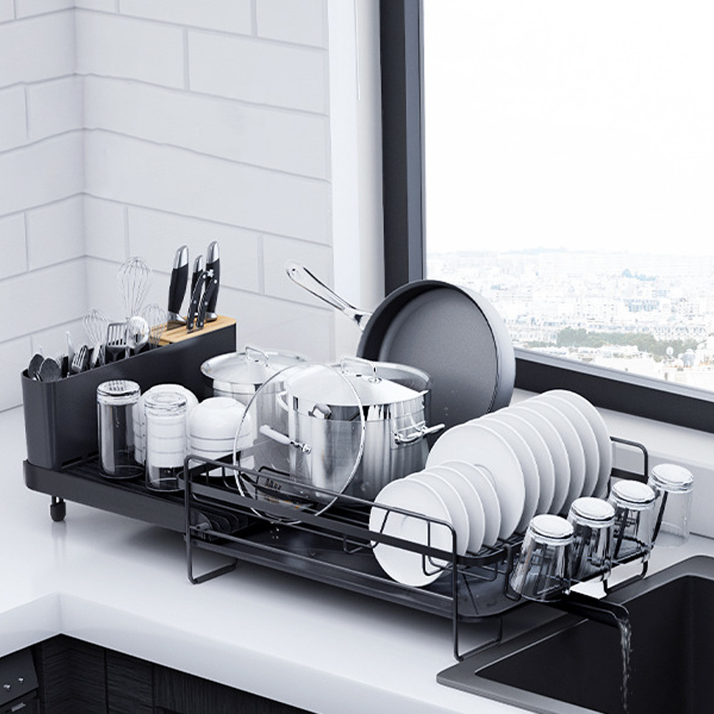 Égouttoir à vaisselle, étagères à vaisselle extensibles pour comptoir de cuisine, plat Extra Large multifonctionnel extensible de 18,7 "à 26,69"