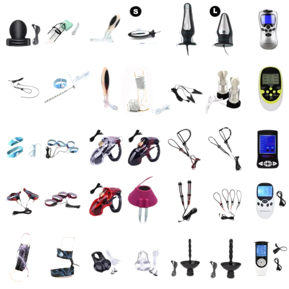 50 Accessori per elettroshock stile, plug anale elettrico per glande, gabbia per pene, anello per capezzoli, plug uretrale, giocattoli sessuali per host BDSM