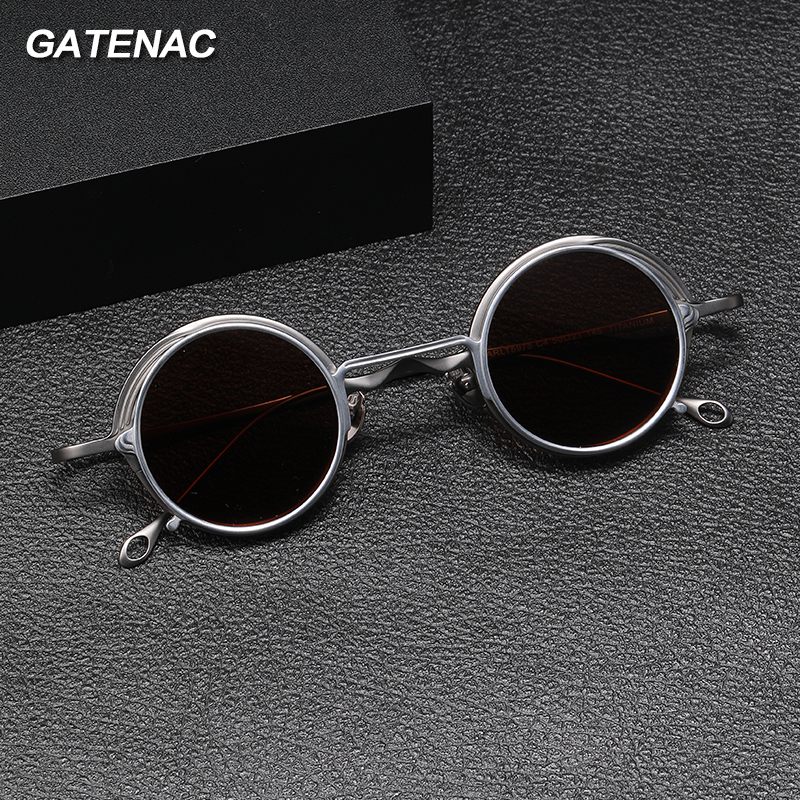 Montura de gafas Vintage 2 en 1 con Clip magnético de titanio puro para hombre, montura de gafas polarizadas redondas, gafas de marca de lujo de diseñador para mujer