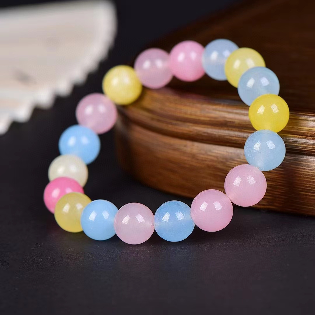 สร้อยคอมือมอร์กาไนท์ธรรมชาติที่มีสีสันหินสีชมพูกำไลเบอรีลประณีตสร้อยข้อมืออัญมณีสำหรับผู้หญิงเครื่องประดับที่มีเสน่ห์