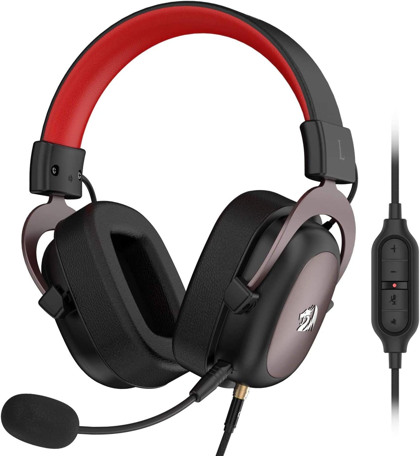 Redragon H510 Zeus ชุดหูฟังสําหรับเล่นเกมแบบมีสาย - เสียงรอบทิศทาง 7.1 - แผ่นรองหูฟังเมมโมรี่โฟม - ไมโครโฟนแบบถอดได้ไดรเวอร์ 53 มม.
