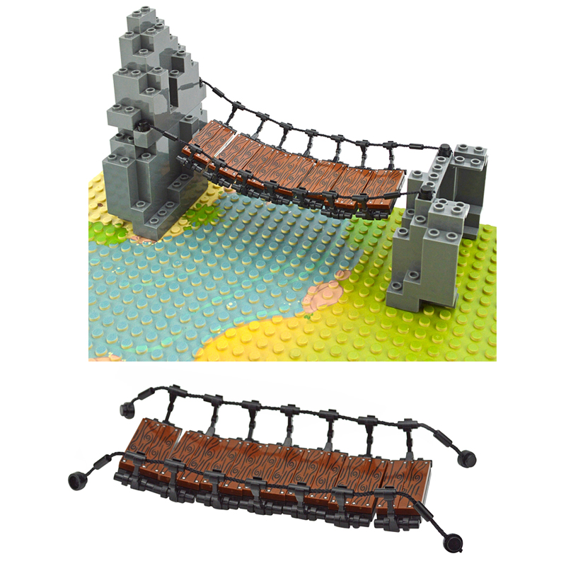 Fai da te Building Block Serie di scene di città Ponte a sospensione Rockery Cliff Modello Mattoni compatibili Assembla particelle Giocattoli Set Leduo