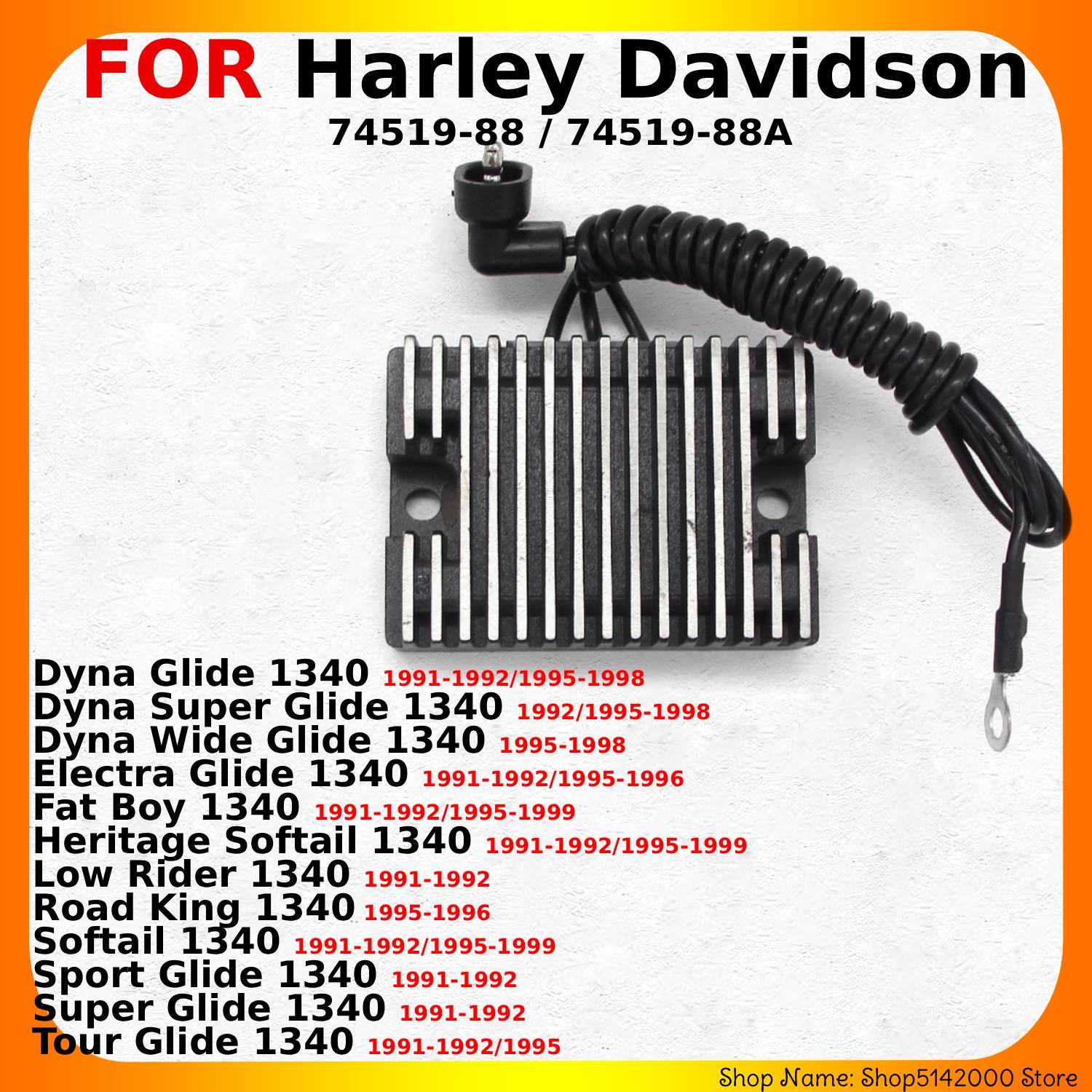 OEM: 74519-88 Motorrad 12 V Spannungsregler Gleichrichterteile für Harley Davidson Dyna Glide 1340 Road King 1340 Fat Boy 1340