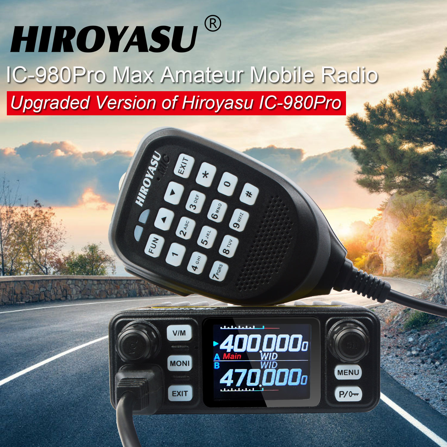 Walkie Talkie HIROYASU IC-980Pro Max 2m/70cm VHF UHF 144/430MHz FM/AM banda Dual DTMF 1750Hz Scrambler Vox Amateur Radio móvil