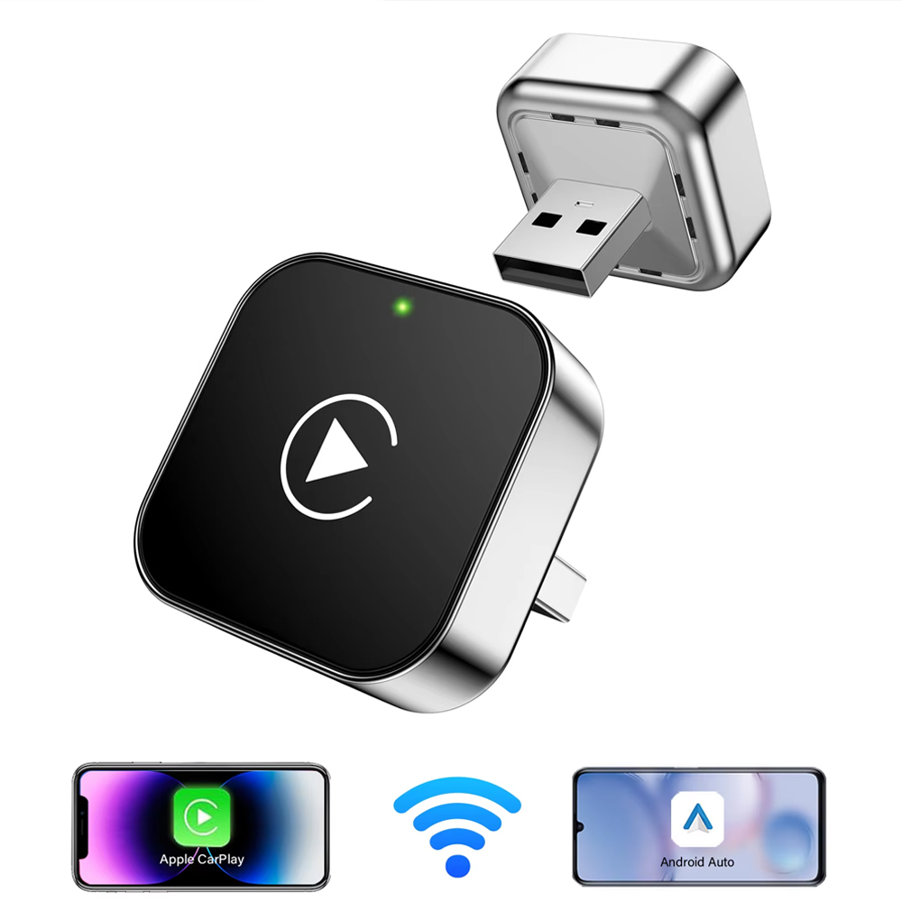 Wireless CarPlay Adapter for iPhone -Mini Plug & Play Auto Connect, 5GHz WiFi Low Latency iOS 10+ Compatible with Wired CarPlay