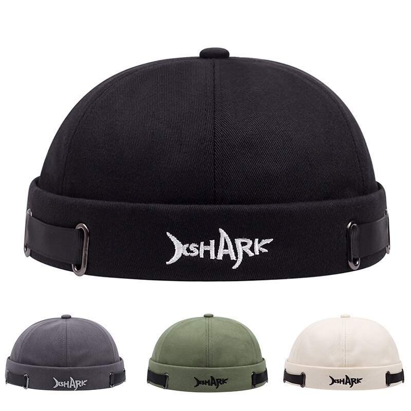 Chapéu sem aba vintage respirável tubarão gorro chapéu de algodão retro masculino ajustável docker boné de marinheiro literário feminino hip hop chapéu