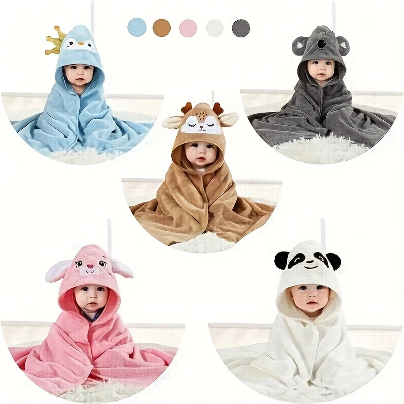 Toalla de baño para niños de terciopelo Coral, envoltura de baño, envoltura para recién nacido, toalla, capa absorbente gruesa de dibujos animados, edredón abrazo
