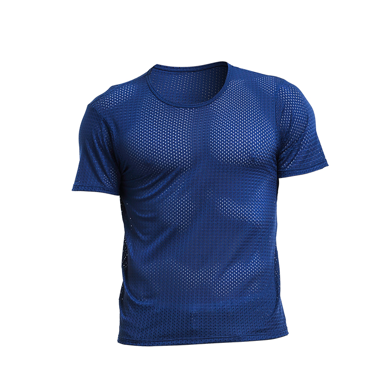 Ice mesh eye T-shirt Heren mesh ademende mesh holle sport fitness zomer snel droog losse V-hals getijden mesh korte mouw