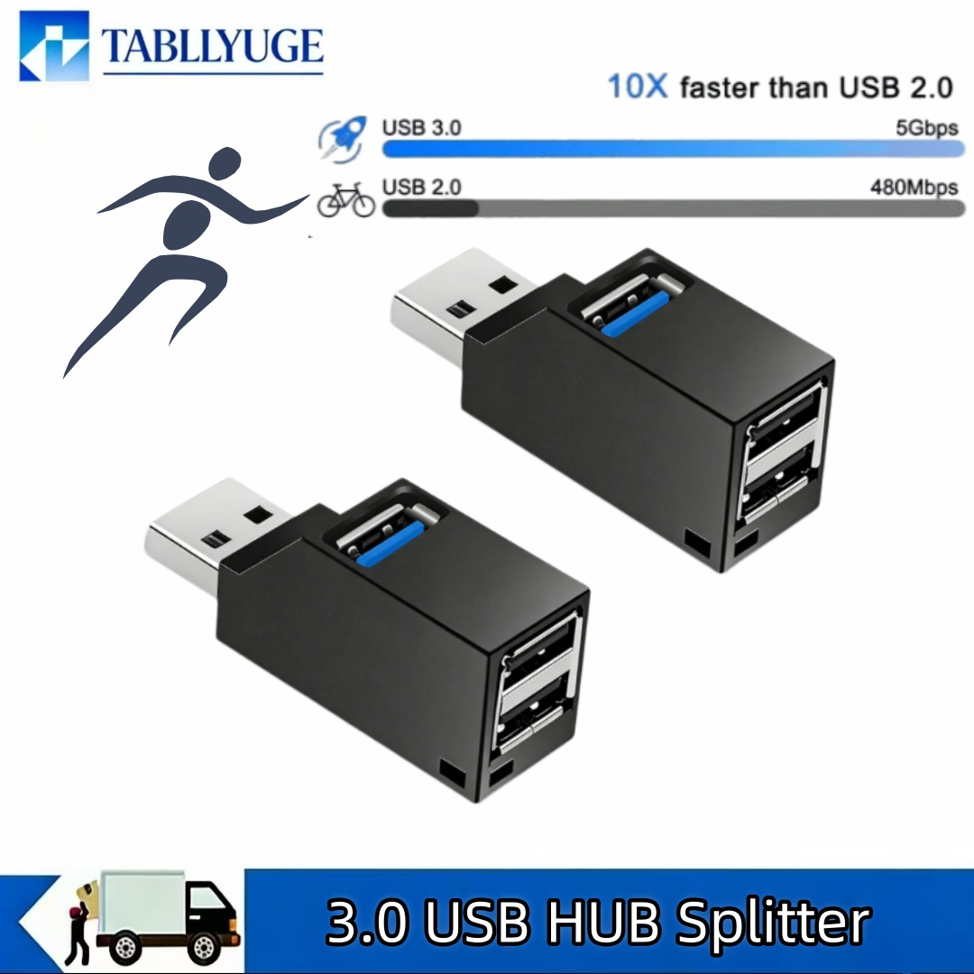 Adaptador Hub USB 3.0, Mini Split Box de 1 a 3 puertos para lectores de tarjetas de expansión USB 2.0 y 3.0 de alta velocidad para portátiles
