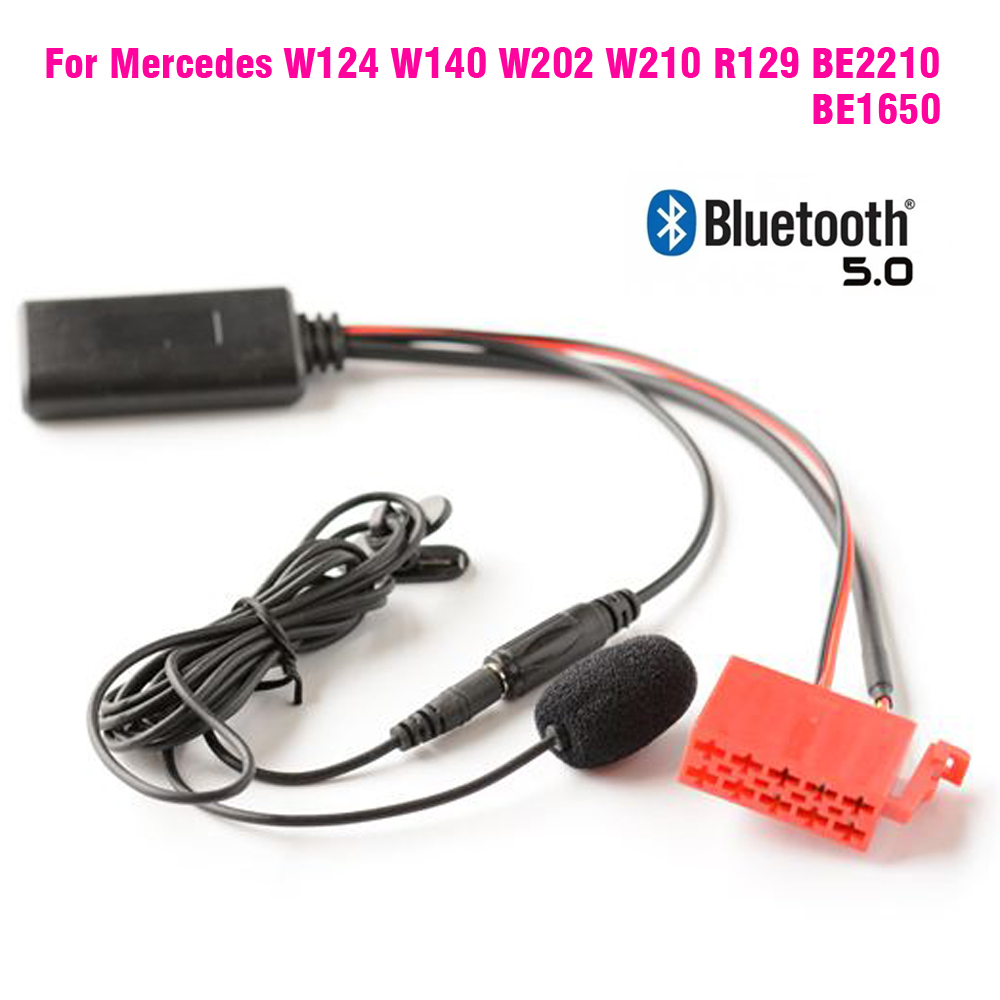 Adaptador de micrófono inalámbrico Bluetooth para coche, estéreo, AUX IN, música para Mercedes W124 W140 W202 W210 R129 BE2210 BE1650