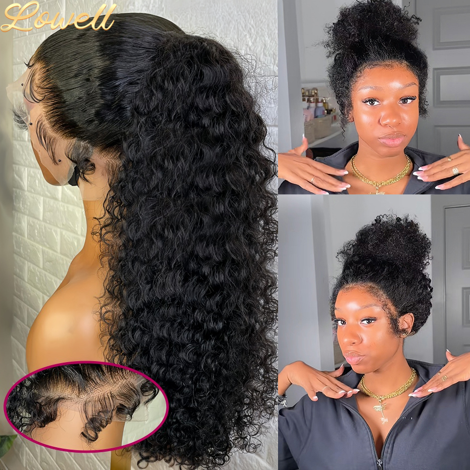 Peruca Frontal de Renda com Ondas de Água Densidade 200, Peruca Sem Cola 4x4 5x5, Frontal de Renda HD 13x4 13x6, Perucas de Cabelo Humano Cacheado 360 para Mulheres