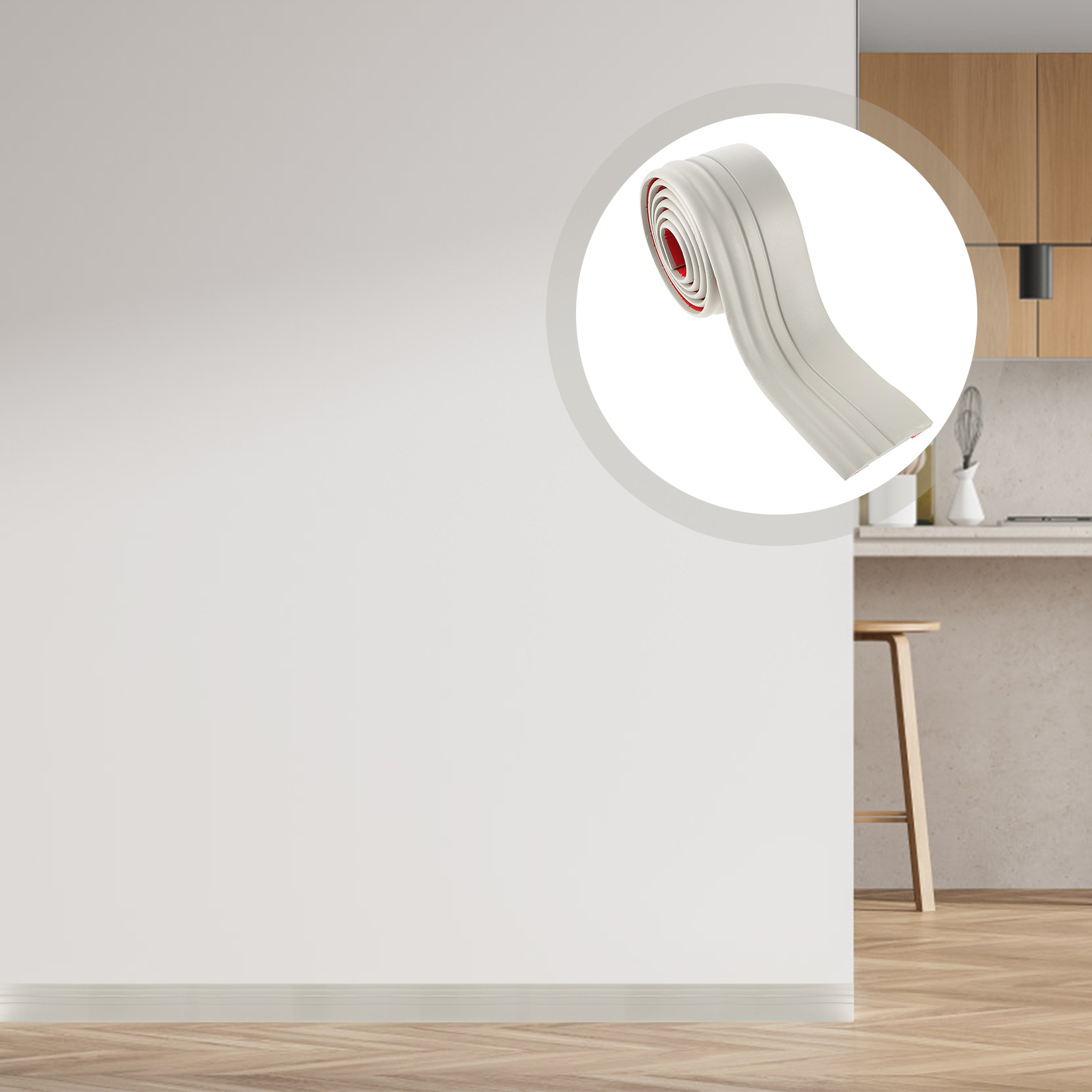 1 Roll Floor Baseboard Trim 2 Meters Self Adhesive Molding Peel and Stick for Wall Waistline Decor Smooth Surface Kitchen