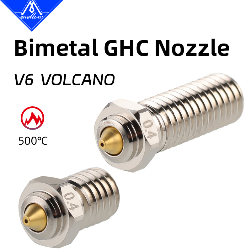 ใหม่ล่าสุด Mellow Gold DLC เหล็กชุบแข็งและทองแดงสวมใส่ Bimetal GHC V6 หัวฉีดสําหรับ V6/Volcano Hotend DIY 3D เครื่องพิมพ์