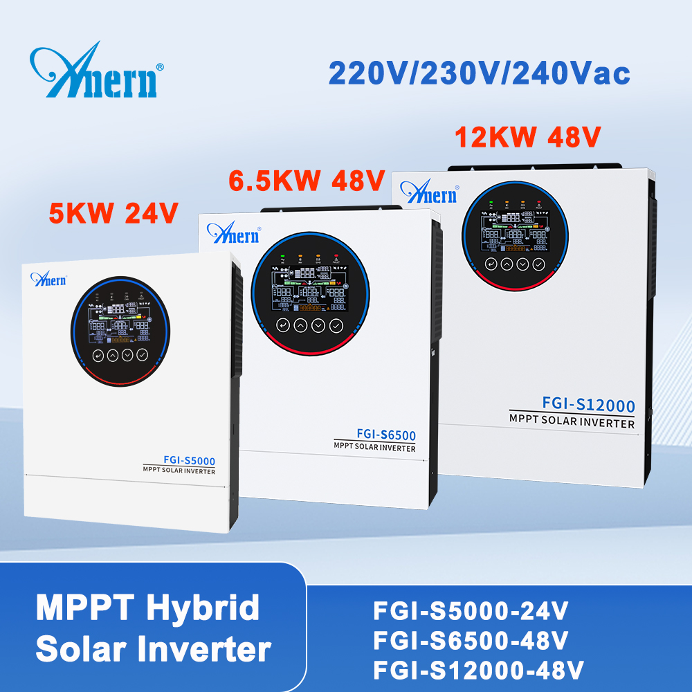Inversor Solar híbrido de 5KW, 6,5 kW, 12KW, 5000W, 24V, 12000W, 48V, 220V, 160A, controlador Solar MPPT, 90-450V, inversor fuera de la red