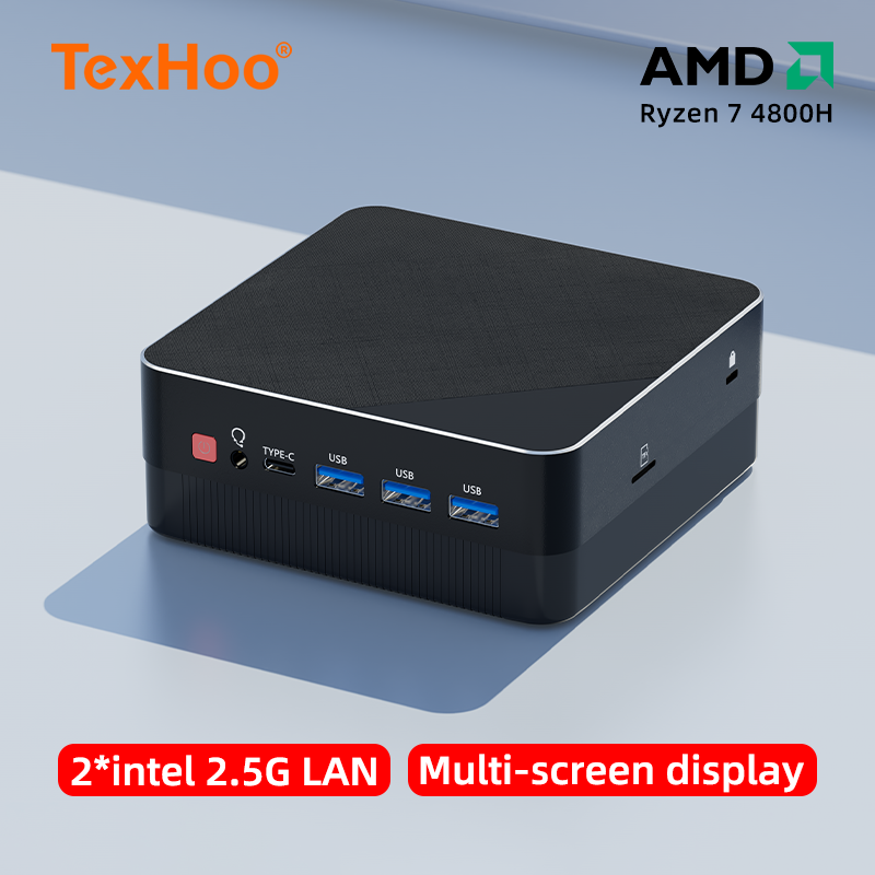 TexHoo-Mini PC AMD RYZEN 7 5800U 5500U Pocket Dual DP HD-MI LAN tipo C, WIFI6 DDR4, 16GB, 1TB, NVMe