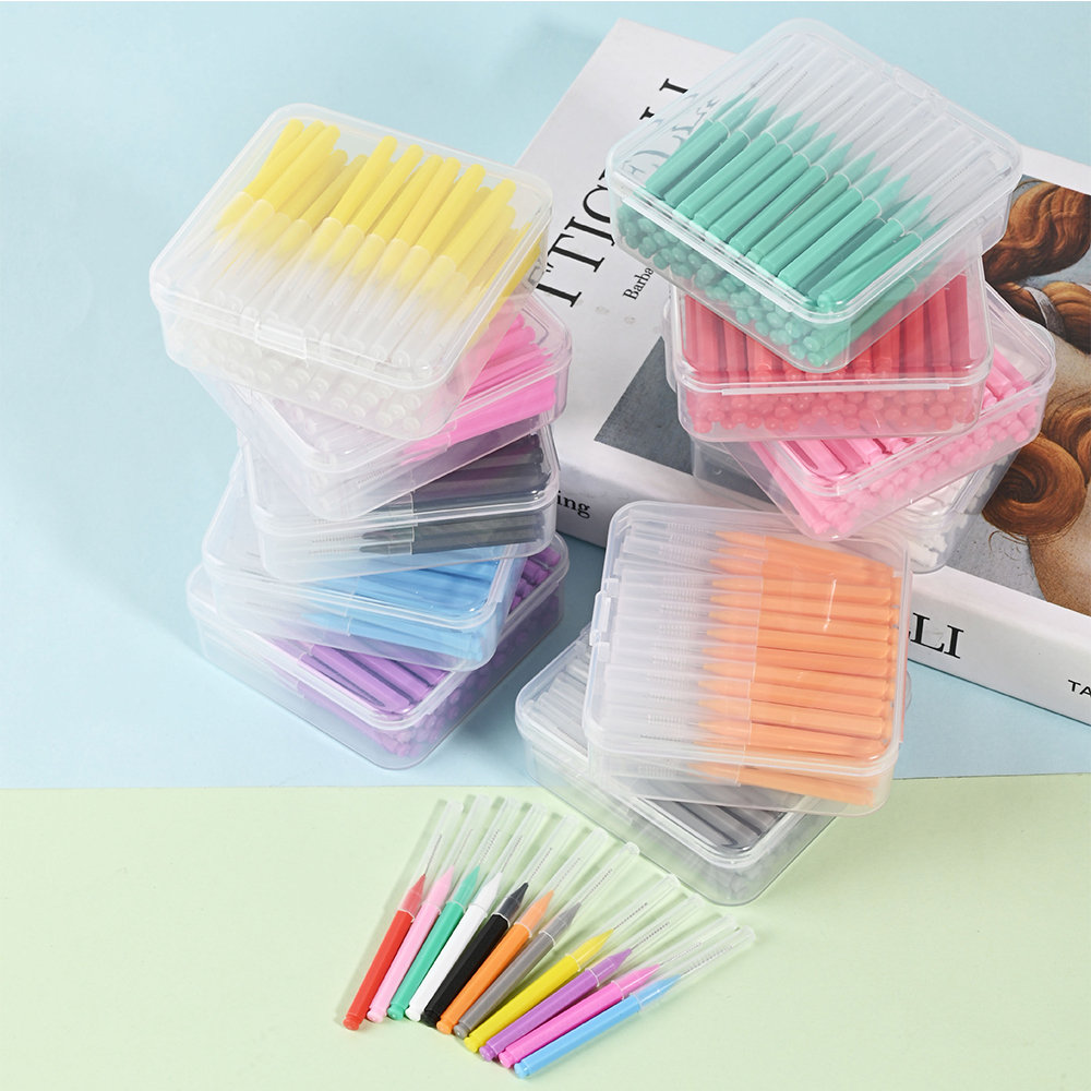 60 stuks I-vormige gekleurde borsteltjes voor orthodontische correctie, tandgatborstel, interdentale borstel, beugelreiniging, zachte haren