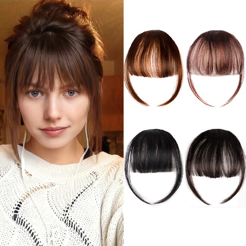 Synthétique court droit pince en frange frange noir Air frange Extension de cheveux cheveux frange pour les femmes faux Bang postiche