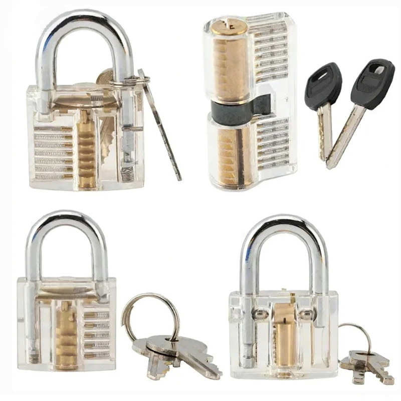 Transparente Schlosserübungsschlösser: Sichtbare Mini-Übungsschlösser für Schlosser zum Trainieren von Schlosserfertigkeiten für Möbel und Hardware