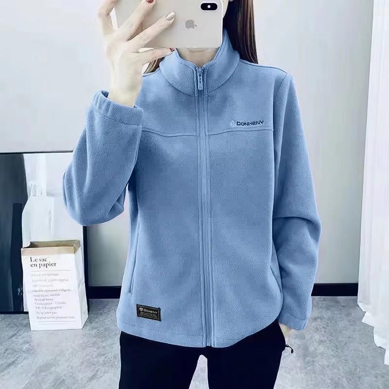 Abrigo cálido de lana Polar de talla grande para otoño e invierno, sudadera para mujer, cárdigan informal con cremallera para deportes al aire libre, chaqueta, Top ajustado para adolescentes
