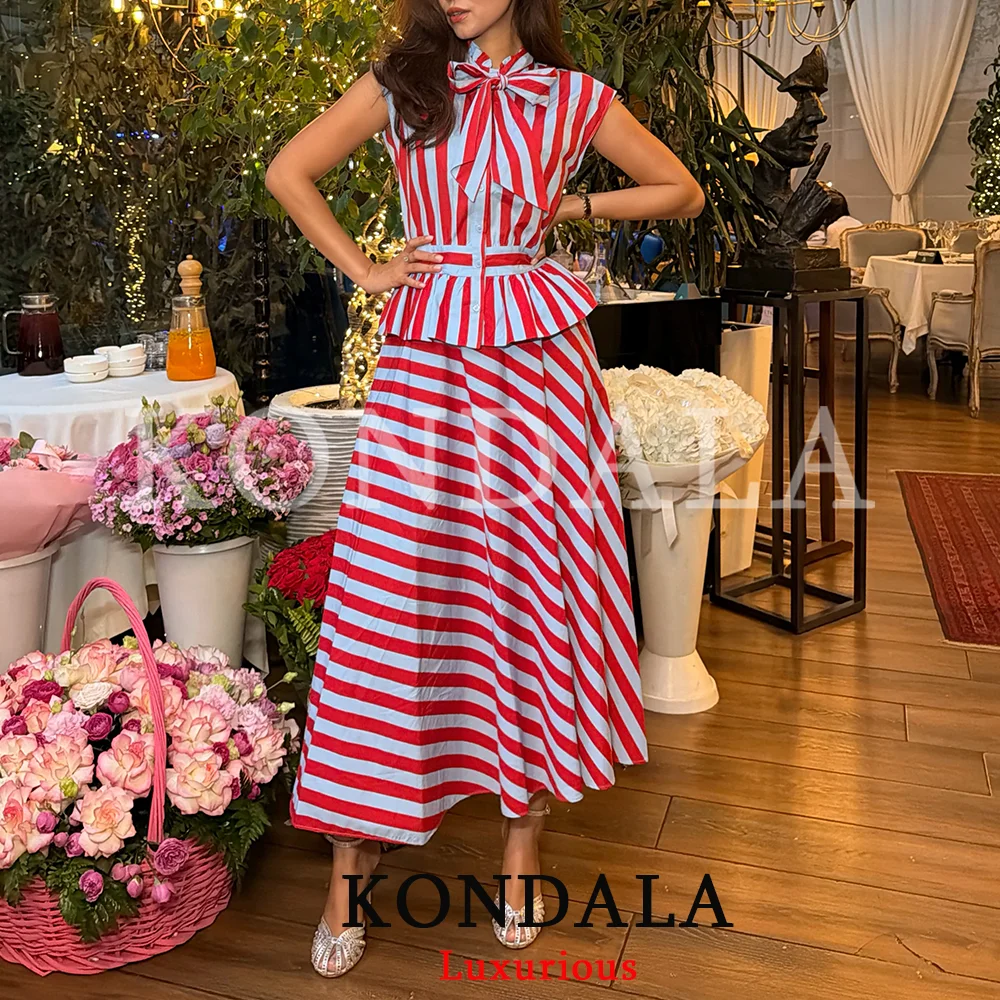 KONDALA Holiday Casual Chic Women Long Skirt Striped Zipper A-Line Draped Skirt Fashion 2026 Summer Fall Night Out Party Skirt