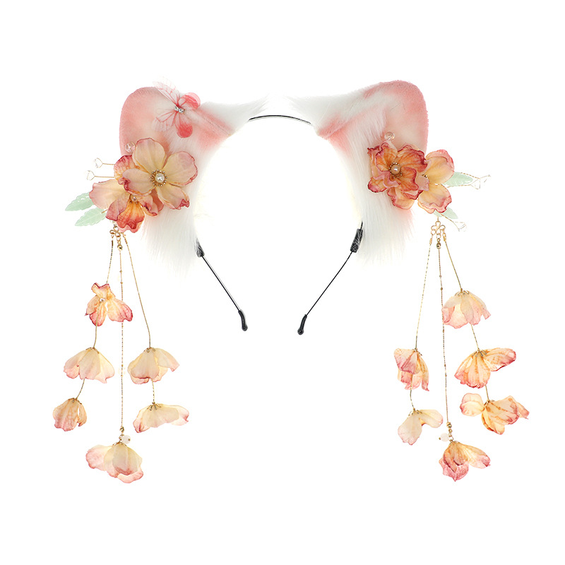 Kwastje Kat Oor Hoofdband Hanfu Dierenoor Cos Accessoires Antieke Kat Oren Kat Staart Set Drag Ball Hoofddeksel