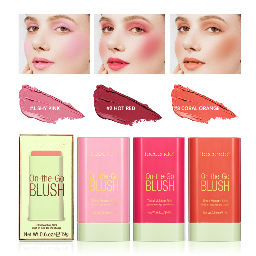 Tinted Mositure Blush Stick Face Pink Cream Cheek Blusher Cosmetics 3 w 1 tubki do makijażu stosowane na ustach oczy policzki