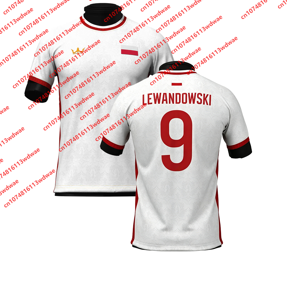 Camiseta de Fútbol Estilo Polonia, Secado Rápido, Lewandowski 9, Camiseta de Fútbol para Exteriores, KIWIOR 14, Edición Especial, Camiseta para Niños