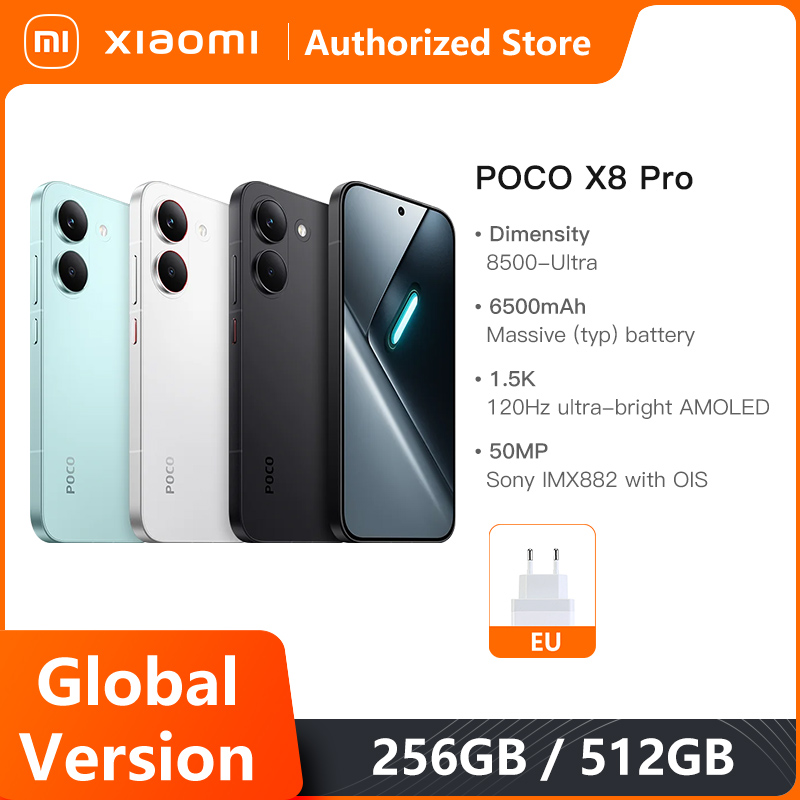 Xiaomi POCO X8 Pro Versión Global Smartphone Pantalla AMOLED de 6.59" 1.5K 120Hz Cámara de 50MP Dimensity 8500-Ultra Batería de 6500mAh