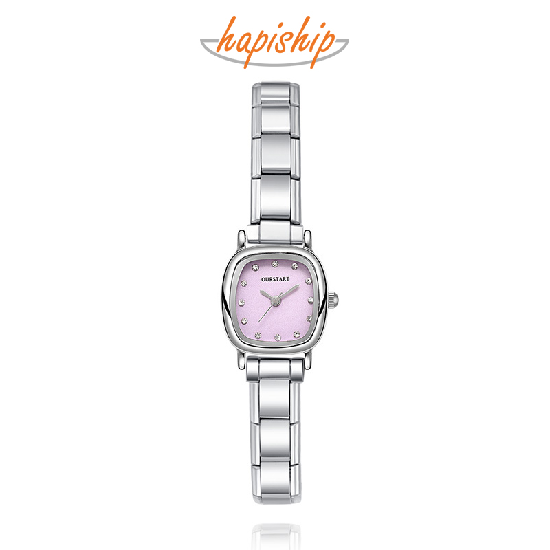 Hapiship 2024 Mode Damen Edelstahl Quadratisch Glänzendes Uhrenarmband Für Party Freund Frau Geburtstag DIY Schmuck Geschenk G029