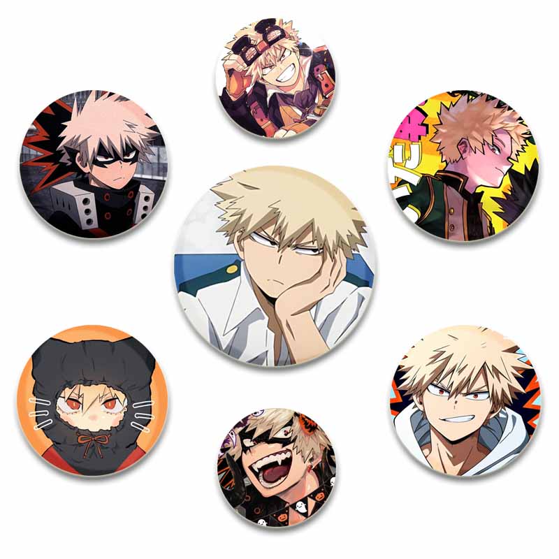 Postać z anime Katsuki Bakugo Pin Cartoon Badge Snap-in Button Pins Broszki do dekoracji ubrań Biżuteria Akcesoria Prezenty