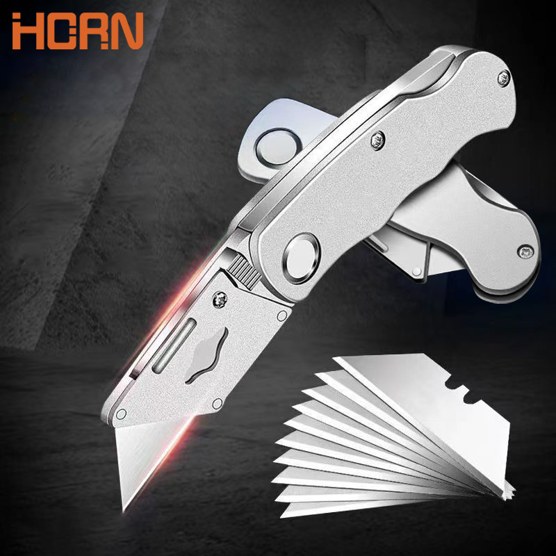 Allzweckmesser, Klappmesser, Aluminium-Kunststoffgriff, Taschenkabelschneider, robust, geschnitten, Teppichmesser, Klinge mit Schloss, tragbares Set