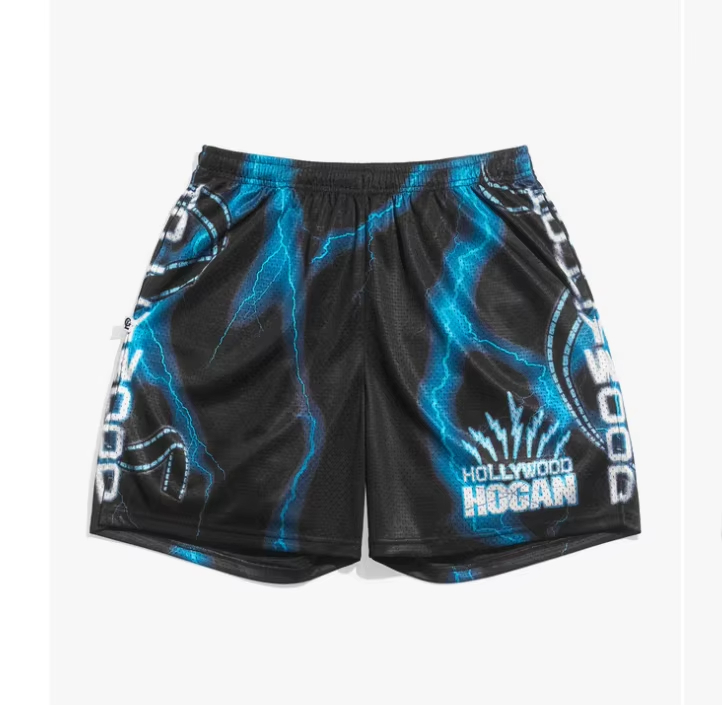 2026 Herren Hollywood Hulk Hogan Retro Basketball Mesh-Shorts Y2K Übergroße Schnelltrocknende Shorts Geeignet für F