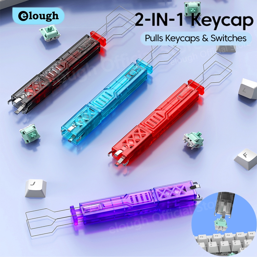 ชุดอุปกรณ์เสริมสำหรับคีย์บอร์ด Elough 2 in 1 ประกอบด้วยที่กดสวิตช์คีย์บอร์ด ที่เปิดและถอดเพลาคีย์ ที่ถอดปุ่มกด และอุปกรณ์เสริมอื่นๆ