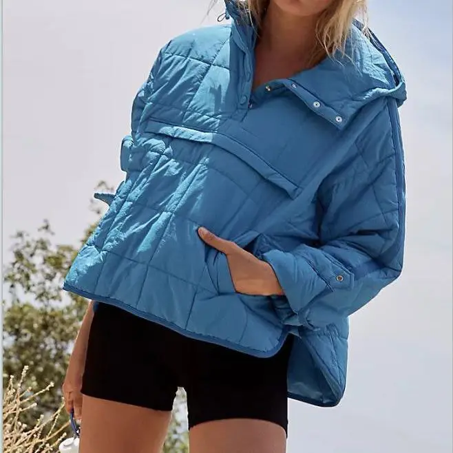 Parkas Frauen Mäntel Tops Mit Kapuze Volle Hülse Lose Beiläufige Regelmäßige Mantel Taschen Dicke Elegante Splice Warme Solide Herbst Winter