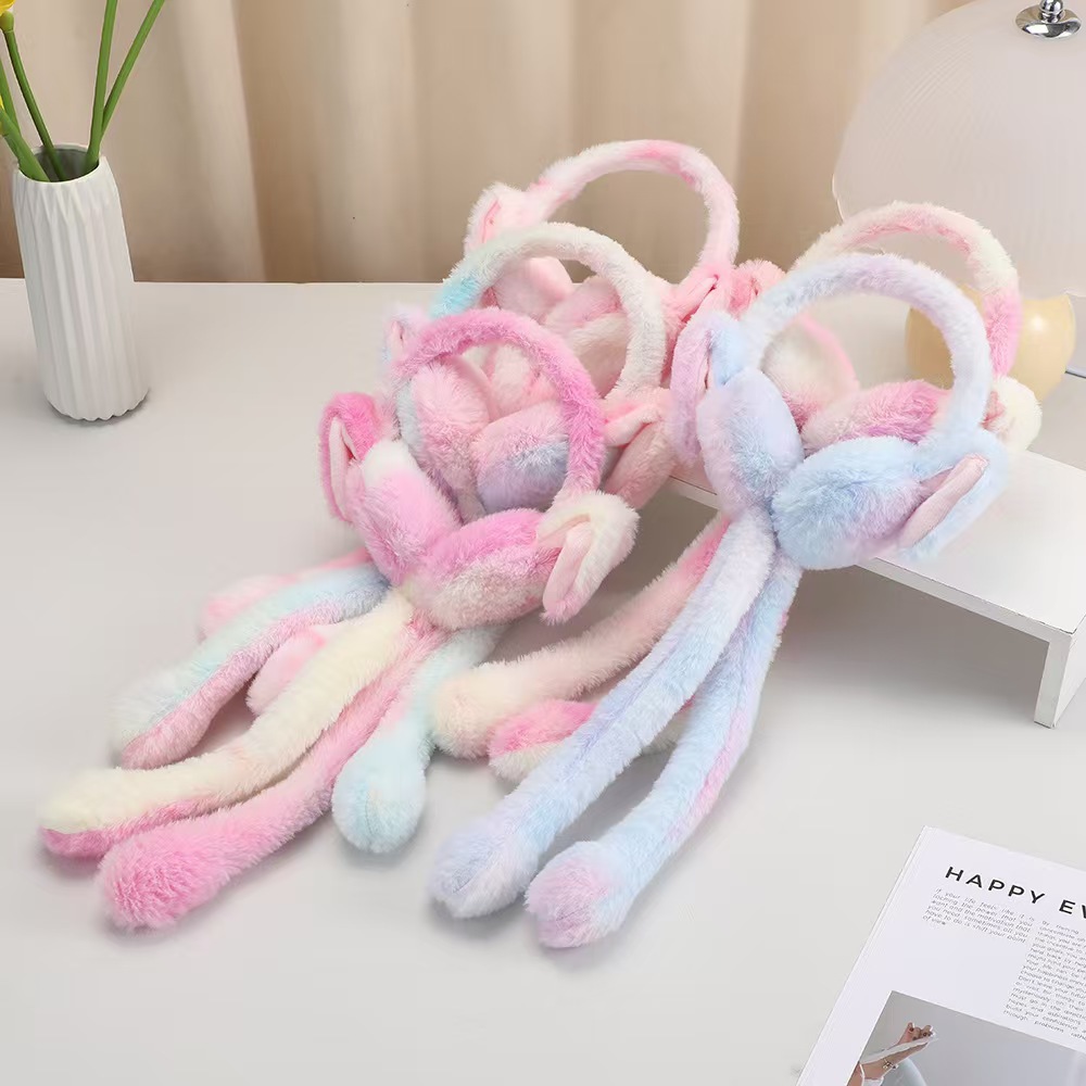 Rabbit Ear Muffs Plush Ear Warm Earmuffs Plush Ear Cute Moving Rabbit Ears Earmuffs For Outdoors Winter